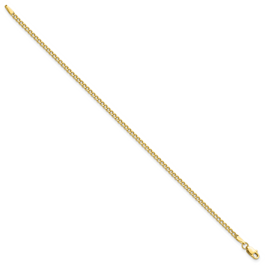 Pulsera Curb Semi-Sólida de 10k y 2.5 mm