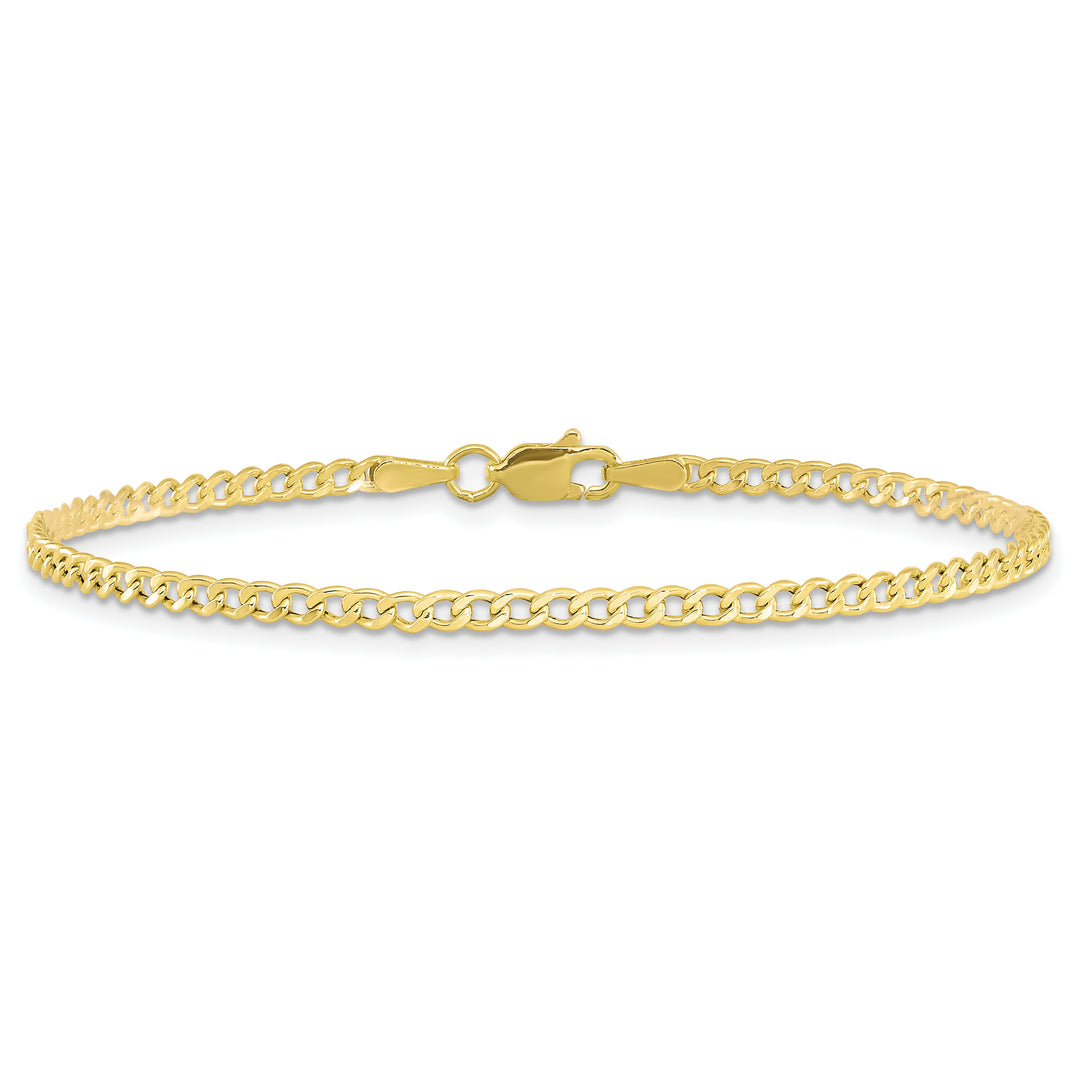 Tobillera 10K 2.5mm Semi-Solid Curb Link Chain con Cierre Lobster