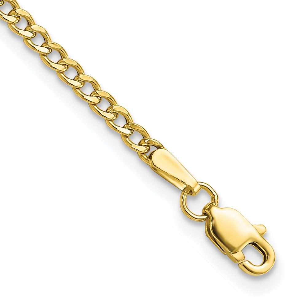 Tobillera 10K 2.5mm Semi-Solid Curb Link Chain con Cierre Lobster
