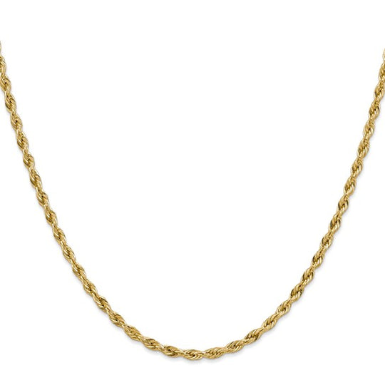 10K Yellow Gold Semi-Solid Chain 3mm (Rope, Lobster Clasp)