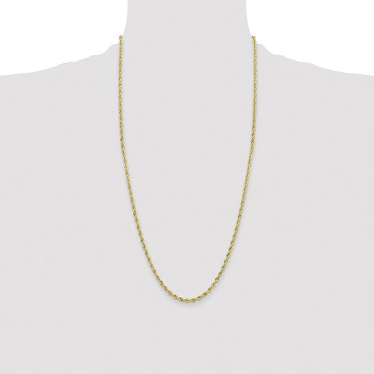 10K Yellow Gold Semi-Solid Chain 3mm (Rope, Lobster Clasp)