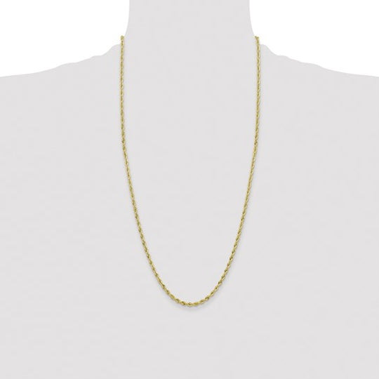 10K Yellow Gold Semi-Solid Chain 3mm (Rope, Lobster Clasp)