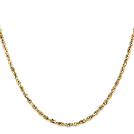 10K Yellow Gold Semi-Solid Rope Chain – 2.8 mm, 28 Inches