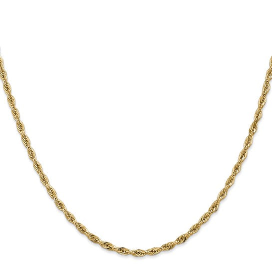 Cadena de Cuerda Semi-Sólida de Oro Amarillo de 10K – 2.8 mm, 28 Pulgadas