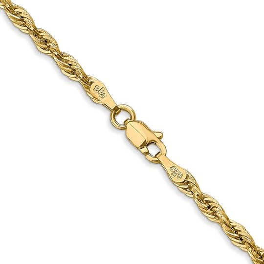 10K Yellow Gold Semi-Solid Rope Chain – 2.8 mm, 28 Inches