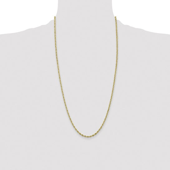 Cadena de Cuerda Semi-Sólida de Oro Amarillo de 10K – 2.8 mm, 28 Pulgadas