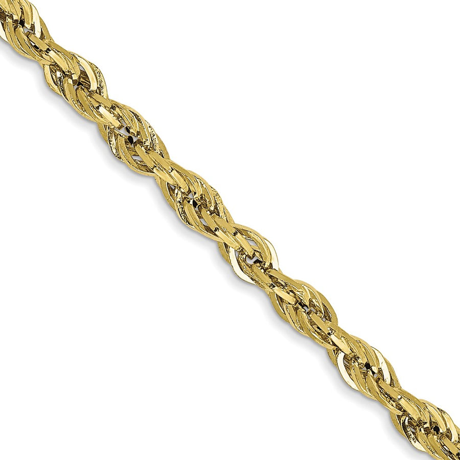 Cadena de Cuerda Semi-Sólida de Oro Amarillo de 10K – 2.8 mm, 28 Pulgadas