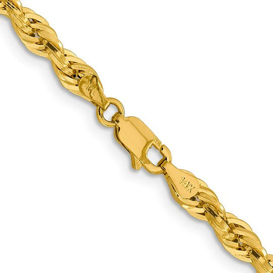 10K Yellow Gold Chain, 28 Inches, 4.25 mm, Semi-Solid Rope Style