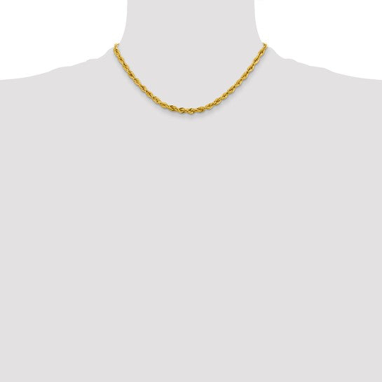 10K Yellow Gold Chain, 16 Inch, 4.25 mm, Rope with Lobster Clasp