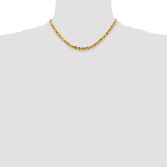 10K Yellow Gold Chain, 16 Inch, 4.25 mm, Rope with Lobster Clasp