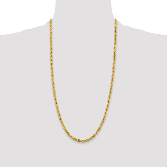 10K Yellow Gold Chain, 28 Inches, 4.25 mm, Semi-Solid Rope Style