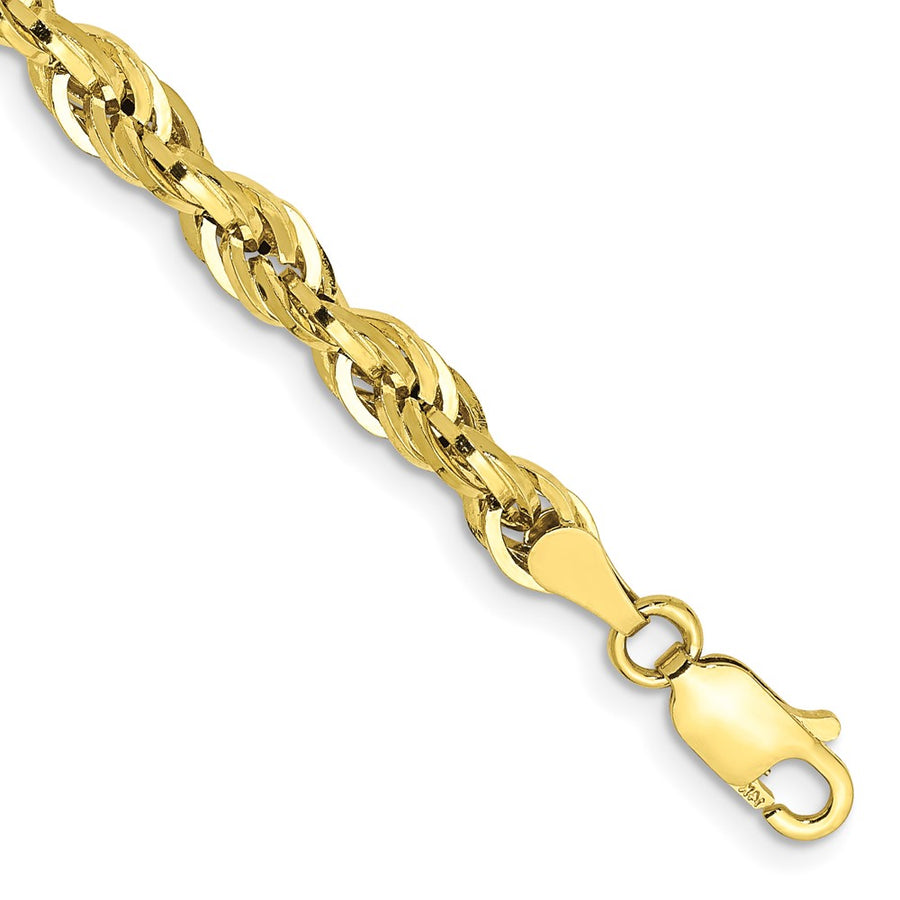 Pulsera de Oro Amarillo 10K – 7 pulgadas, 4.25 mm, Cuerda Semi-Sólida con Cierre Langosta