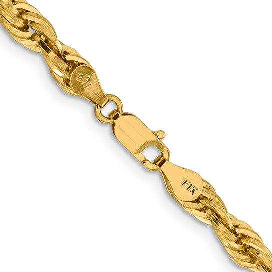 10K Yellow Gold Semi-Solid Rope Chain – 4.75 mm, 16 Inches, with Lobster Clasp