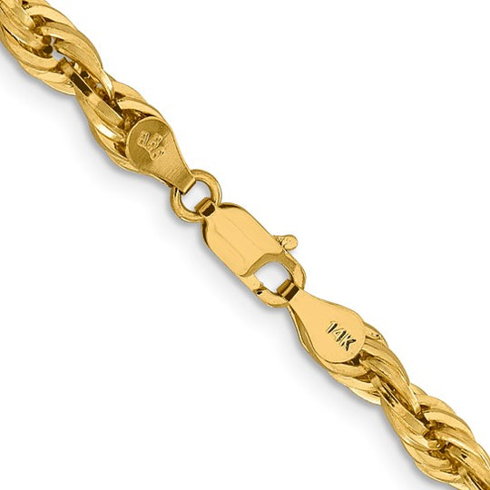 10K Yellow Gold Semi-Solid Rope Chain – 4.75 mm, 16 Inches, with Lobster Clasp