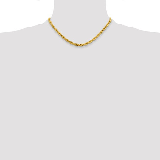 10K Yellow Gold Semi-Solid Rope Chain – 4.75 mm, 16 Inches, with Lobster Clasp