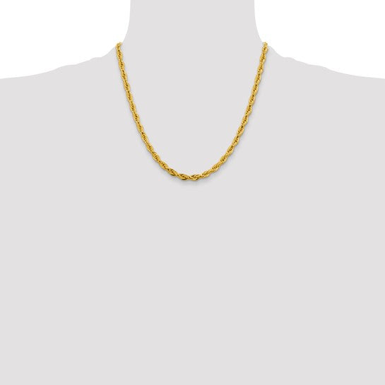 Cadena de Cuerda 10K Oro Amarillo 4.75 mm Semi-Sólida – 20 Pulgadas