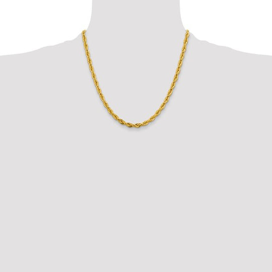 Cadena de Cuerda 10K Oro Amarillo 4.75 mm Semi-Sólida – 20 Pulgadas