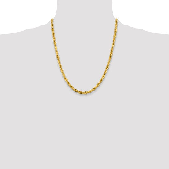 22 Inch 4.75mm 10K Yellow Gold Chain with Lobster Clasp (Rope Type)
