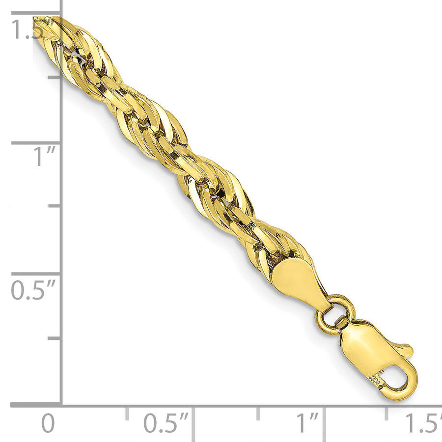 Pulsera de Cuerda Semi-Sólida 10K Oro Amarillo 4.75mm - 8 Pulgadas