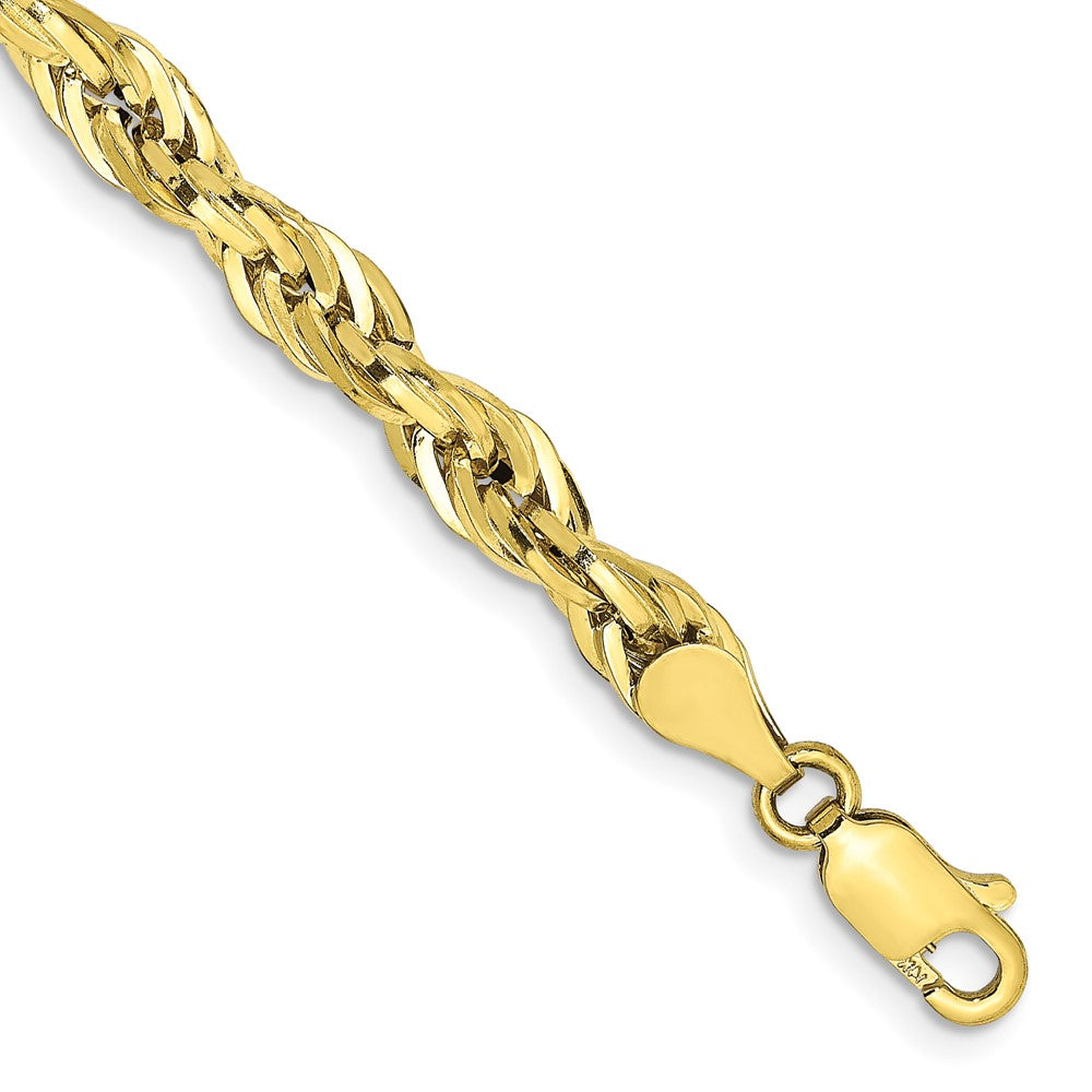 Pulsera de Cuerda Semisólida de Oro Amarillo 10K, 9 pulgadas, 4.75 mm