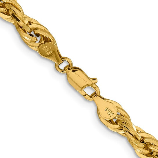 10K Yellow Gold Semi-Solid Rope Chain, 5.4 mm, 18 Inches