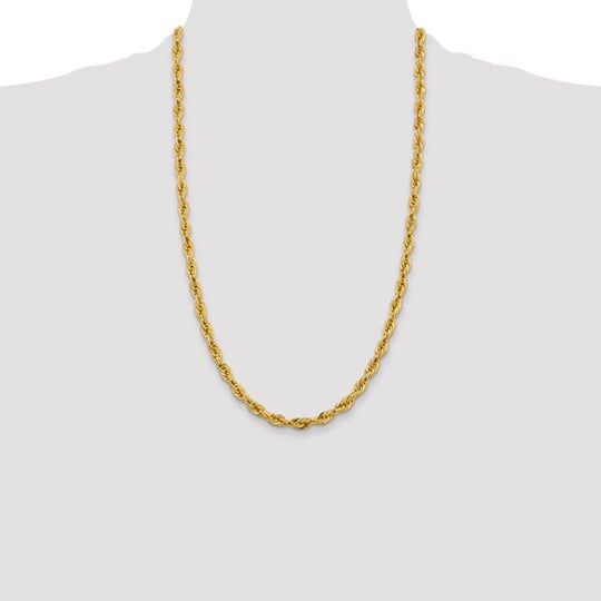 26 Inch 5.4mm 10K Yellow Gold Chain with Lobster Clasp (Rope Type)