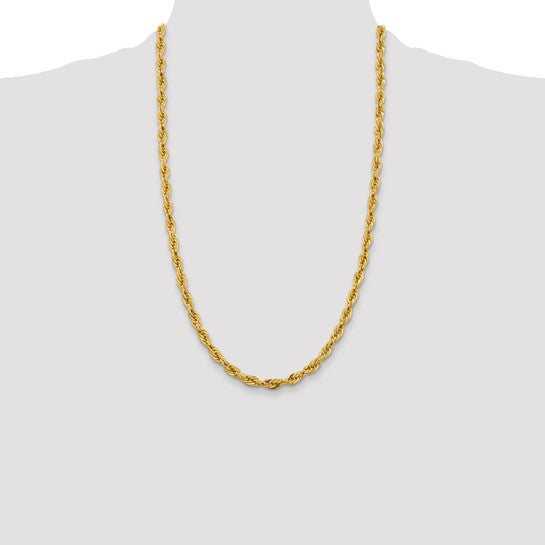 Cadena de Oro Amarillo 10K de 26 Pulgadas y 5.4 mm con Cierre de Langosta (Tipo Cuerda)