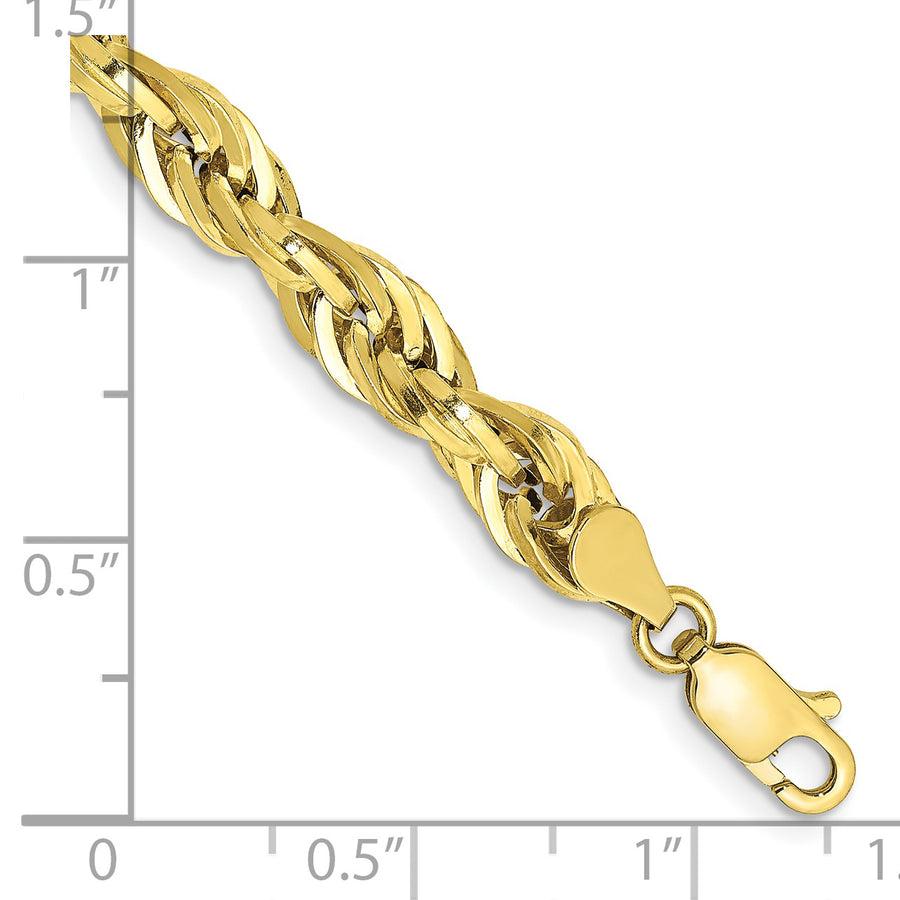 Cadena de Tobillera Semi-Sólida de Oro Amarillo 10K de 5.4 mm tipo Cuerda