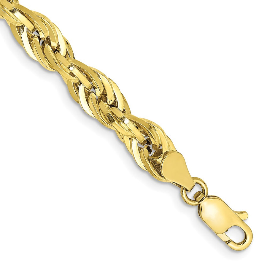 Cadena de Tobillera Semi-Sólida de Oro Amarillo 10K de 5.4 mm tipo Cuerda