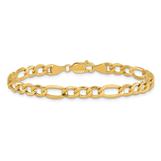 10k Semi-Solid Figaro Bracelet 5.35mm