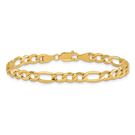 10k Semi-Solid Figaro Bracelet 5.35mm