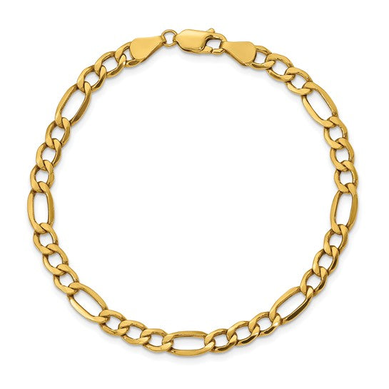 10k Semi-Solid Figaro Bracelet 5.35mm