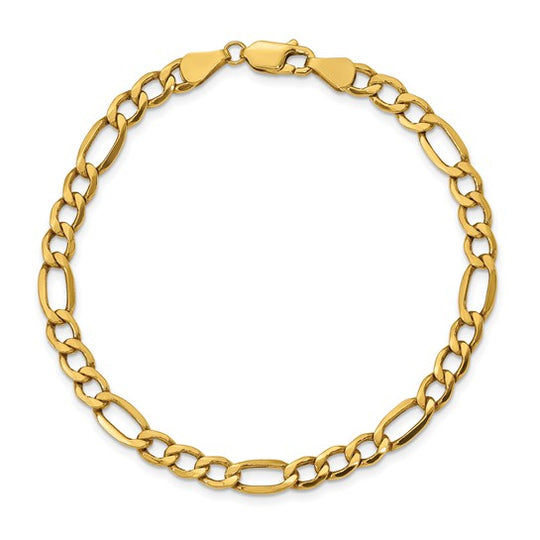 10k Semi-Solid Figaro Bracelet 5.35mm