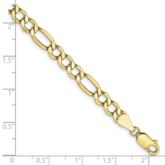 10k Semi-Solid Figaro Bracelet 5.35mm