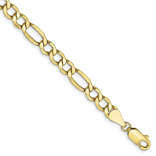 10k Semi-Solid Figaro Bracelet 5.35mm