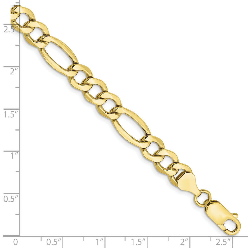 7.3mm Semi-Solid Figaro Bracelet in 10k Gold