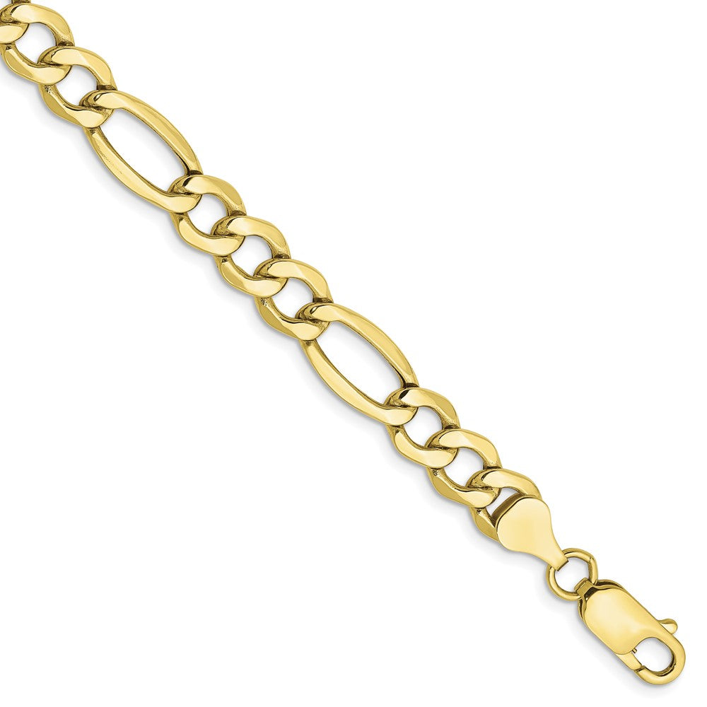 7.3mm Semi-Solid Figaro Bracelet in 10k Gold