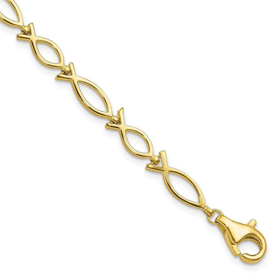 Pulsera de Pez Religiosa  Sólida Pulida de 10k