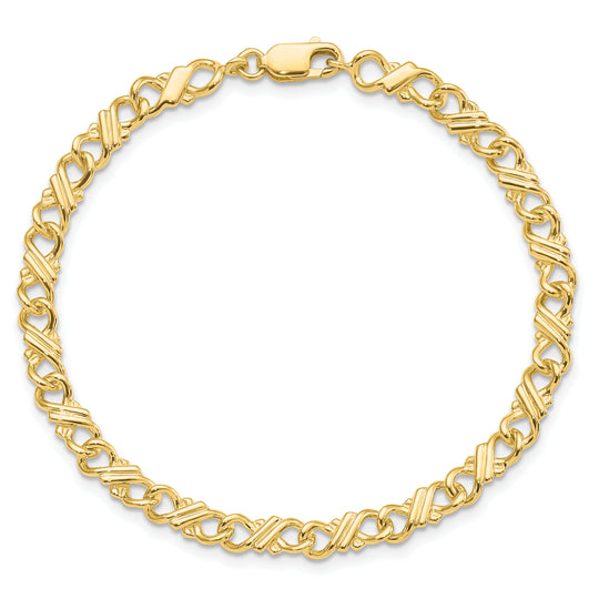 Pulsera Fancy de Oro Sólido Pulido de 10K