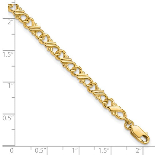 Pulsera Fancy de Oro Sólido Pulido de 10K