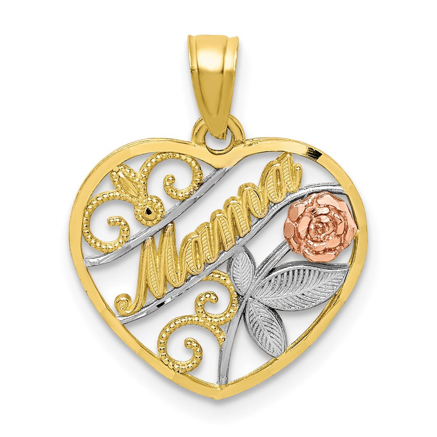 Dije D/C Mamá en Oro de 10K Bicolor con Rodio Blanco