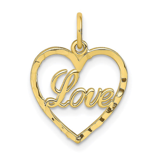 Colgante de Corazón "Love" en Oro Amarillo de 10k