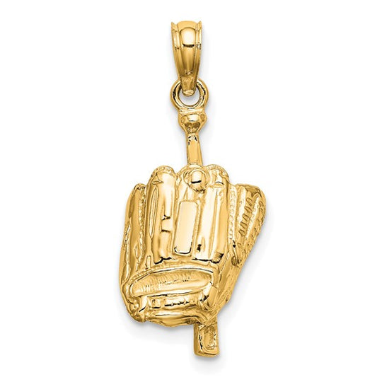 Colgante 3D de Guante/Bate/ Pelota de Béisbol en Oro Amarillo de 10K