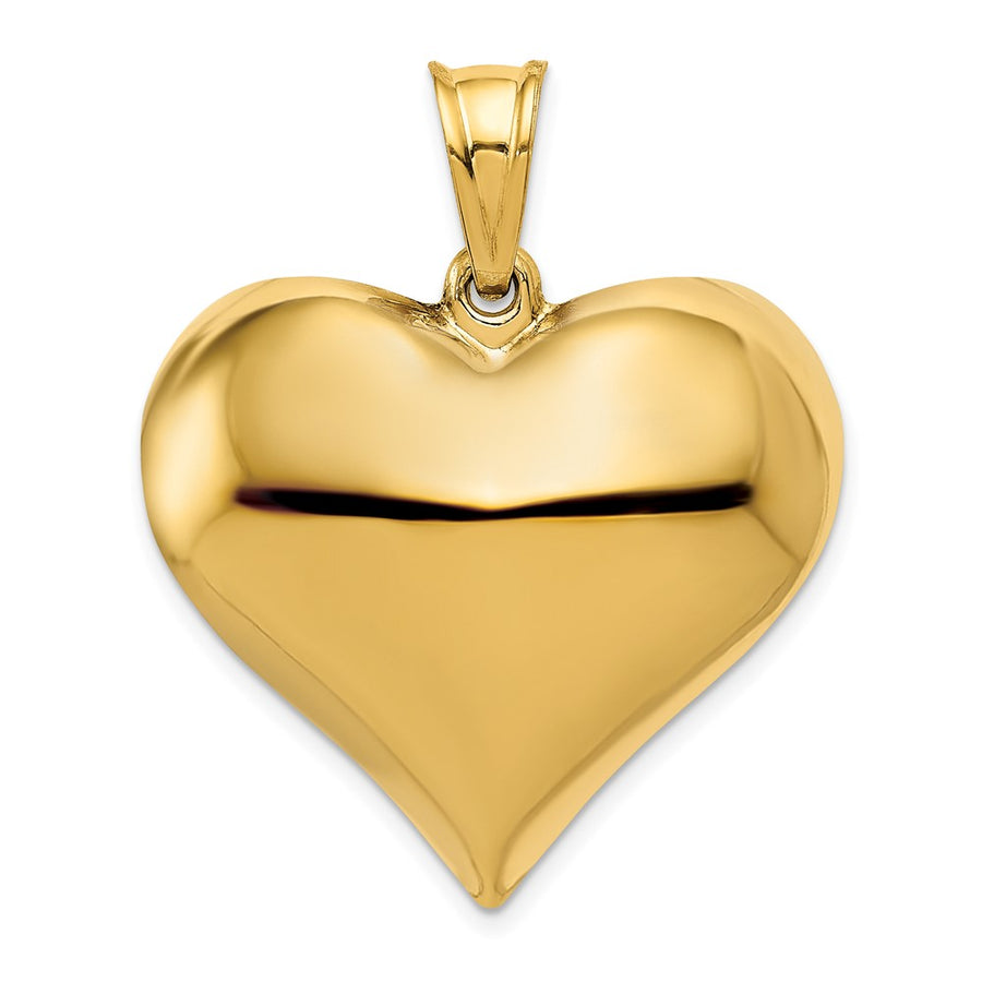 Colgante de corazón tridimensional pulido de 10 quilates