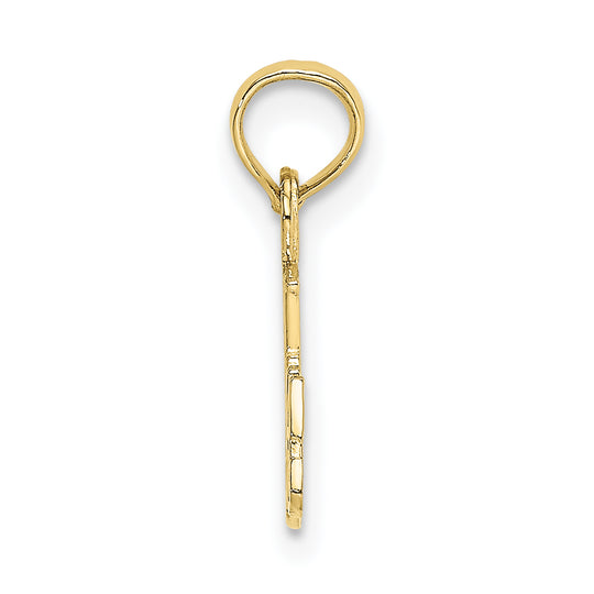 "BEST GRANDMA" Pendant with Flower in 10k Yellow Gold