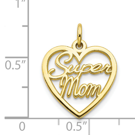 Dije de mamá "Super Mom" en Oro Amarillo de 10k