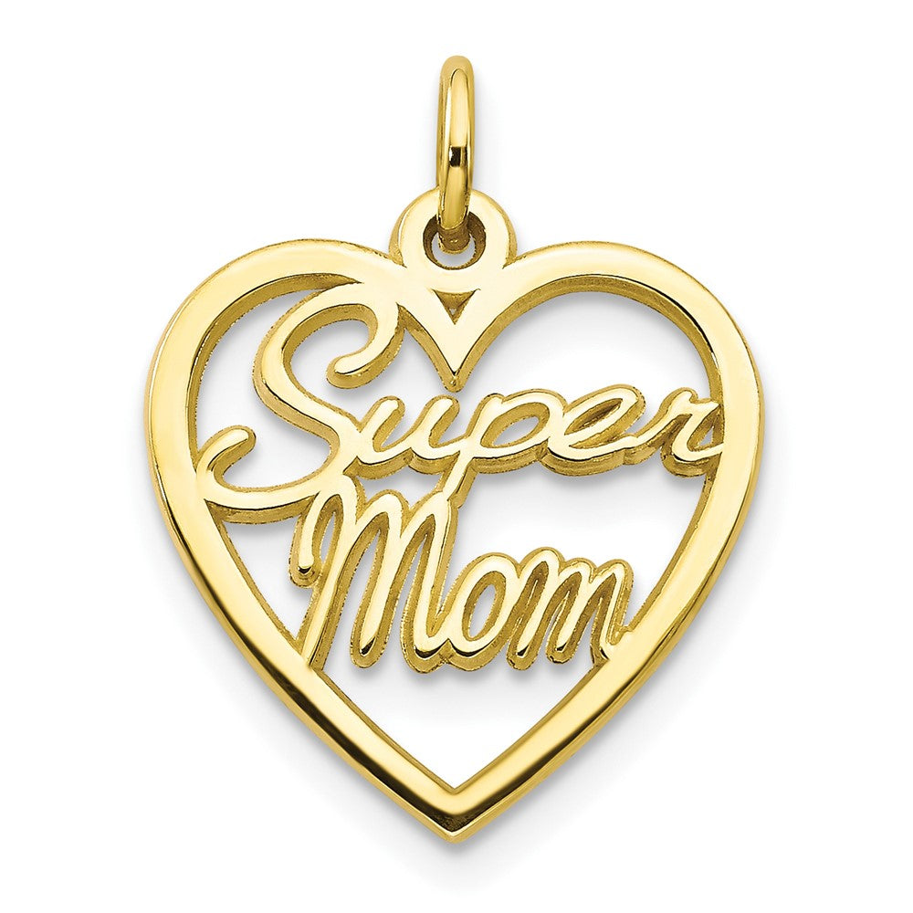 Dije de mamá "Super Mom" en Oro Amarillo de 10k