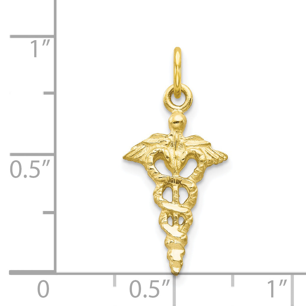 Dije de Caduceo en Oro Sólido de 10k