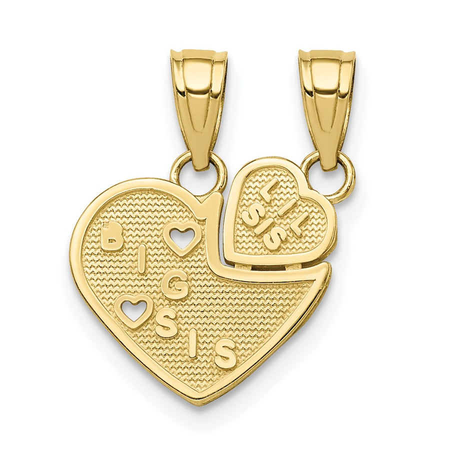 Dije Corazón Separado "Big Sis, Lil Sis" en Oro de 10K