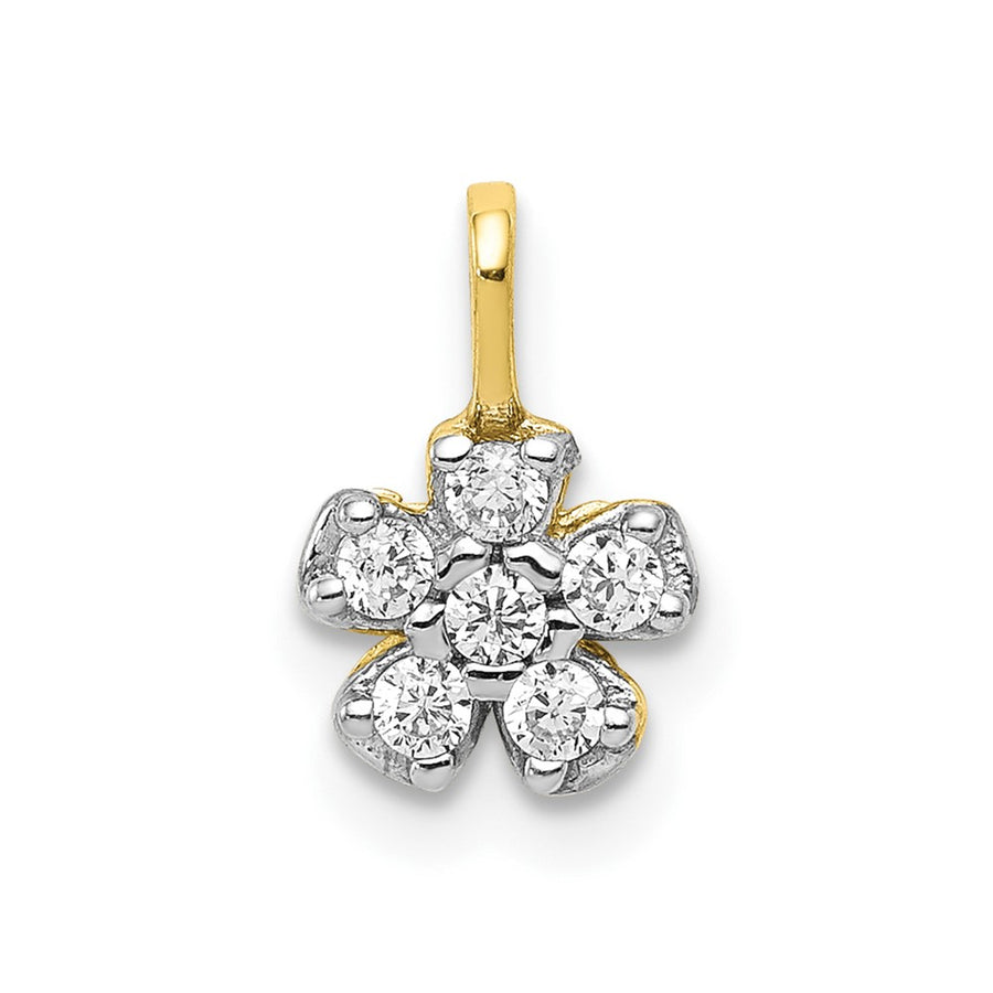 Dije Pequeño de Flor con CZ en Oro Amarillo de 10K